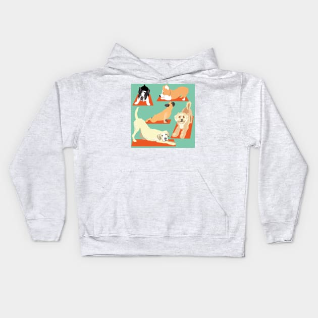 Cute Yoga Dogs Kids Hoodie by HotPinkStudio.Me